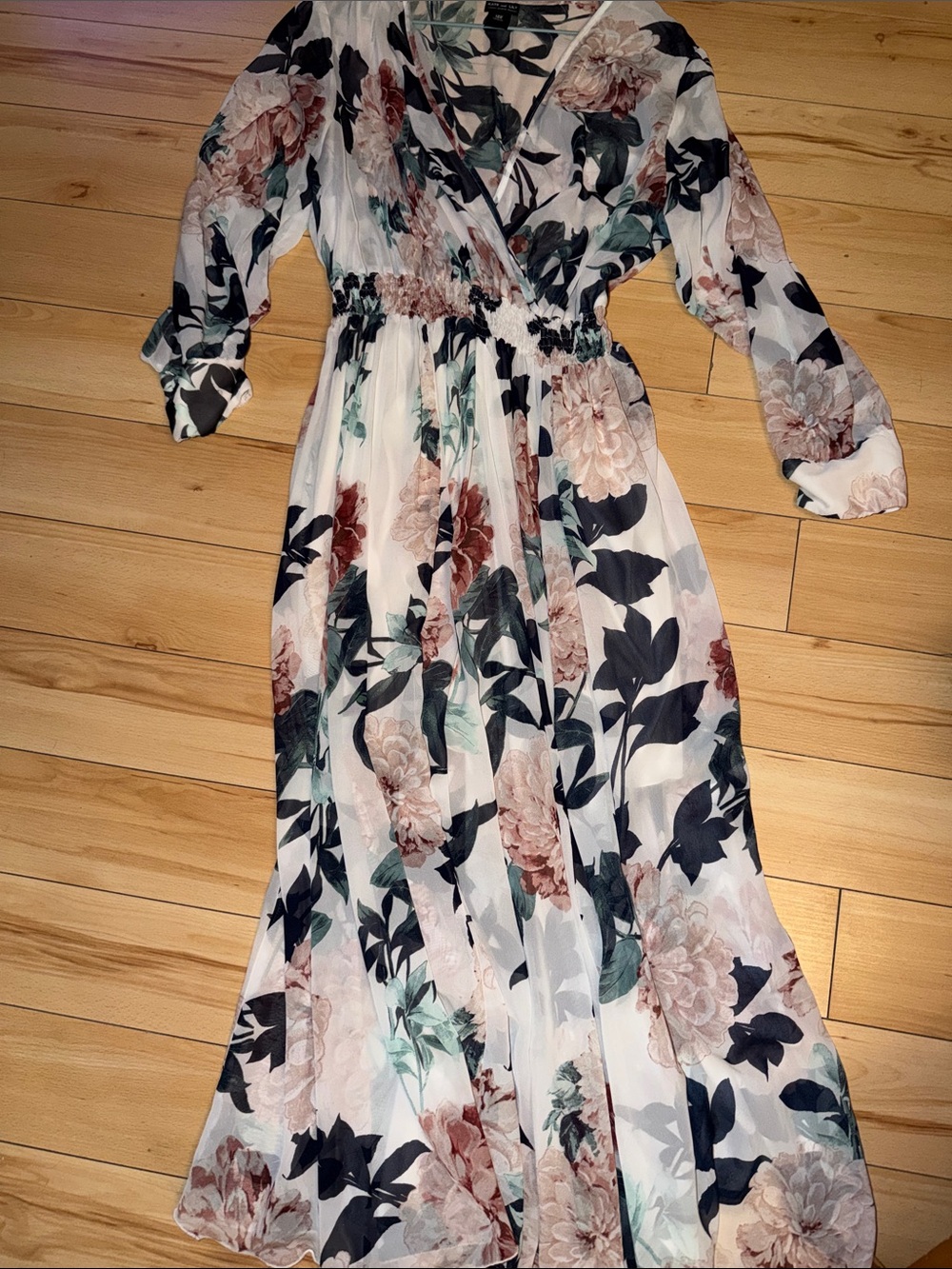 Floral Maxi Dress in Blush and Navy